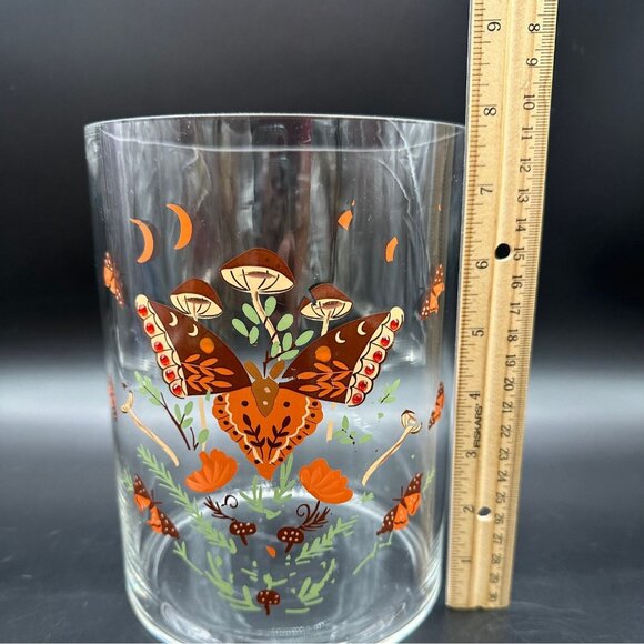 Vintage Woodland Creature Mushroom Moth Glass Container Jar Rhinestone Botanical - Picture 9 of 10